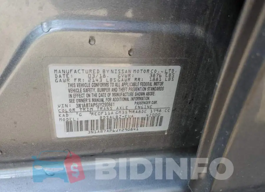 3N1AB7AP6JY290841 Photo# 10