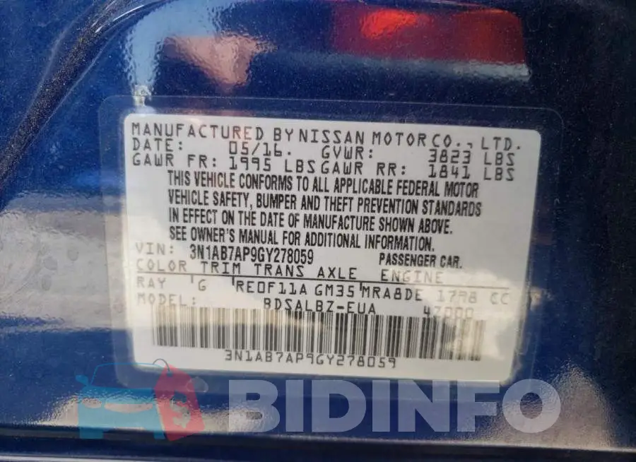 3N1AB7AP9GY278059 Photo# 10