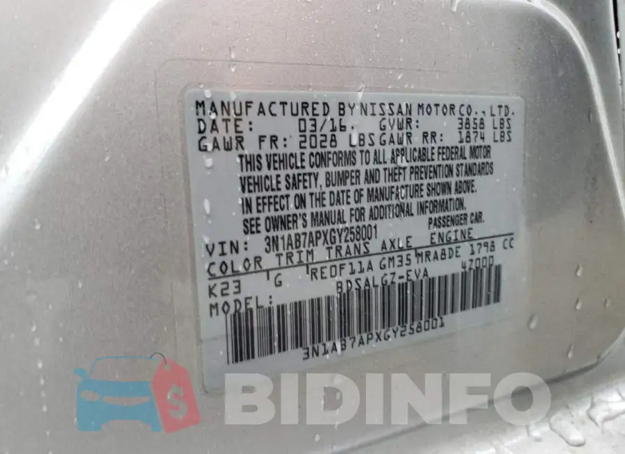 3N1AB7APXGY258001 Photo# 10