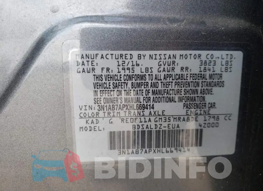 3N1AB7APXHL669414 Photo# 10