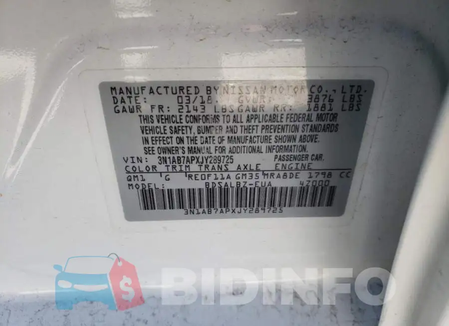 3N1AB7APXJY289725 Photo# 10