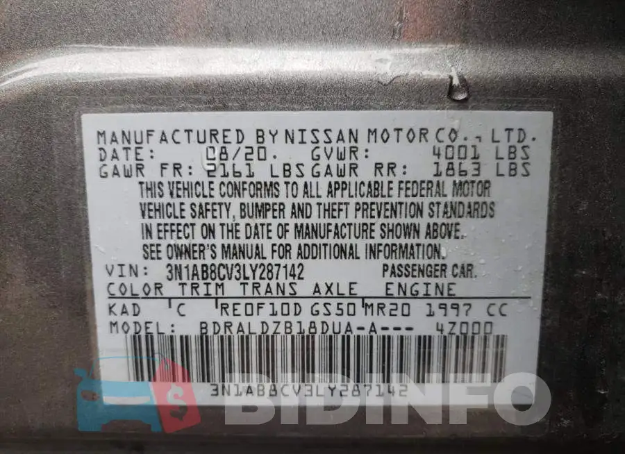 3N1AB8CV3LY287142 Photo# 10