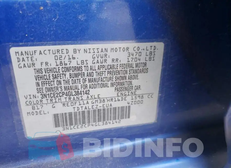 3N1CE2CP4GL384142 Photo# 10