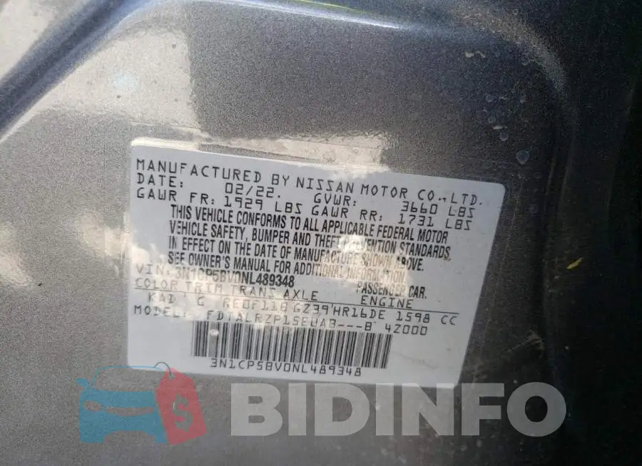 3N1CP5BV0NL489348 Photo# 10