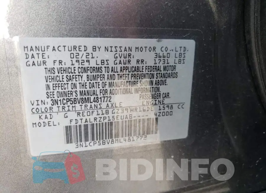 3N1CP5BV8ML481772 Photo# 10