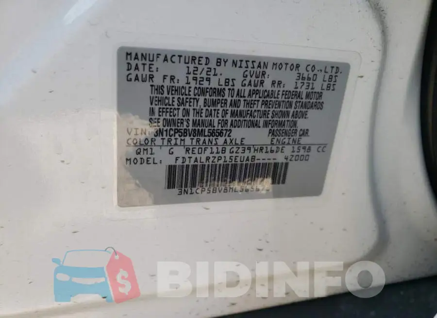 3N1CP5BV8ML565672 Photo# 10