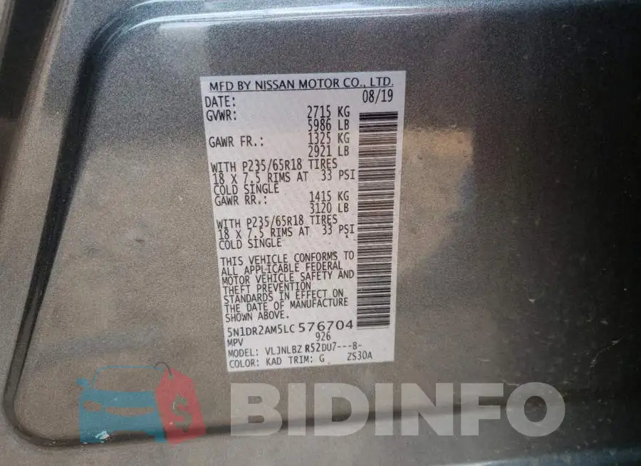 5N1DR2AM5LC576704 Photo# 10