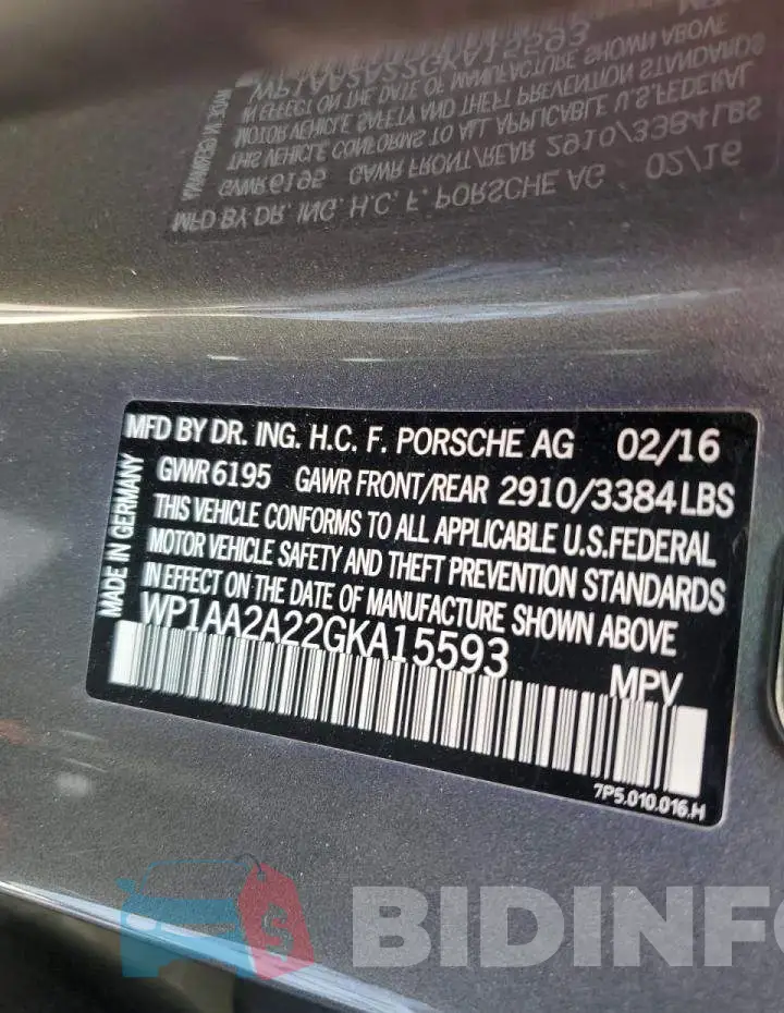 WP1AA2A22GKA15593 Photo# 10