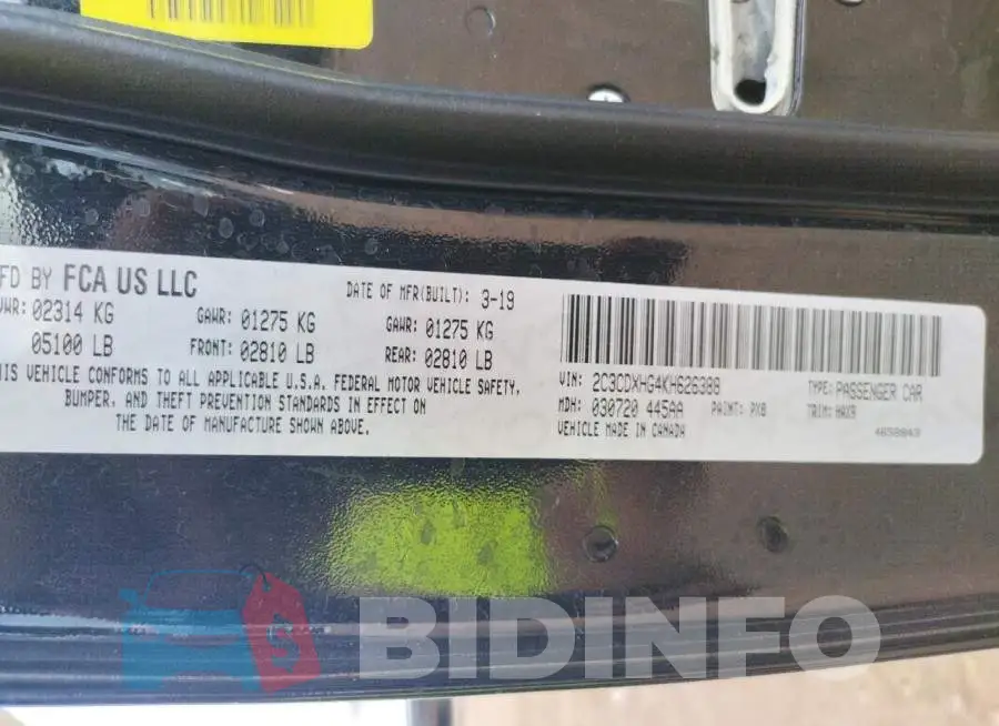 2C3CDXHG4KH626388 Photo# 10