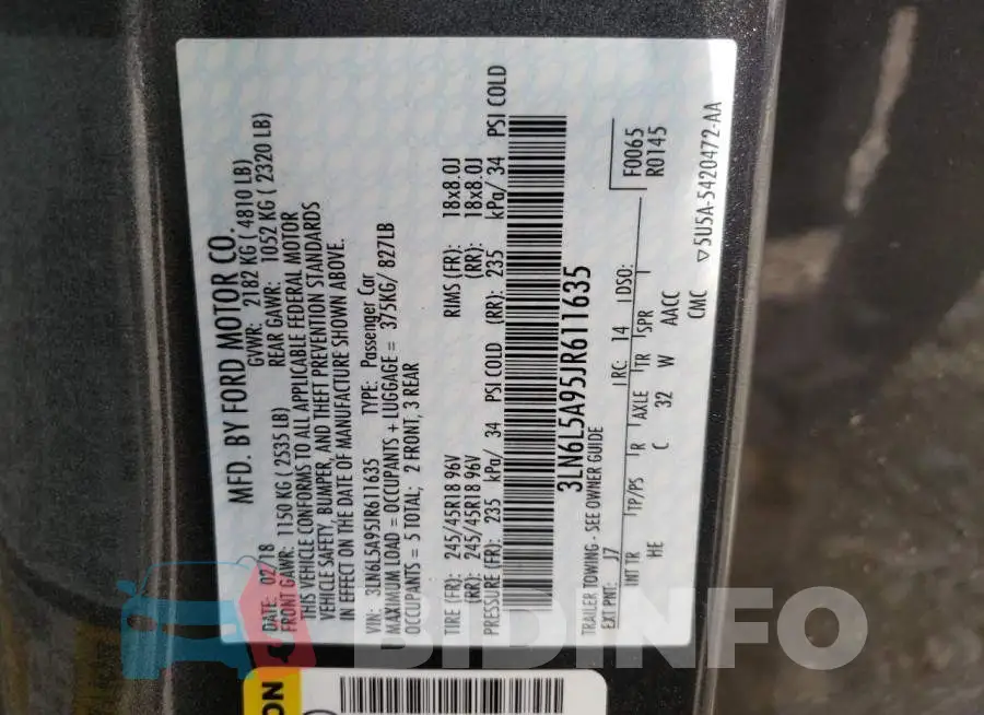 3LN6L5A95JR611635 Photo# 10