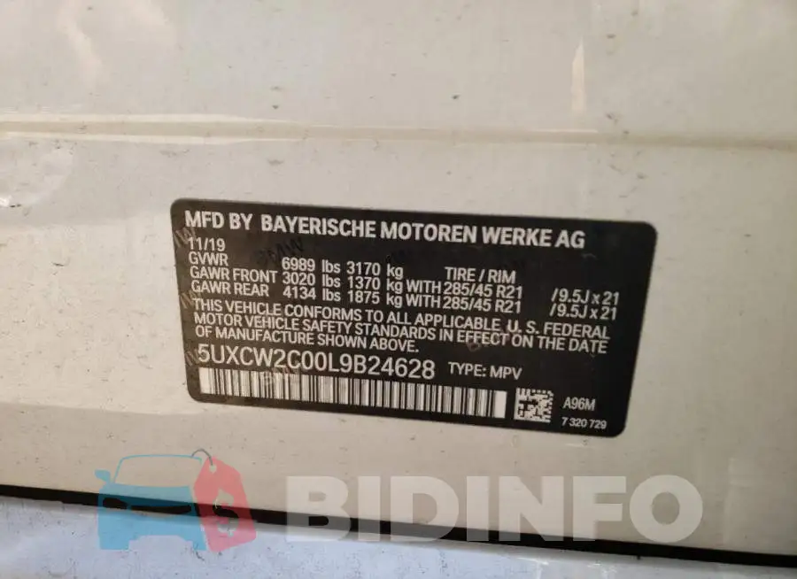 5UXCW2C00L9B24628 Photo# 10