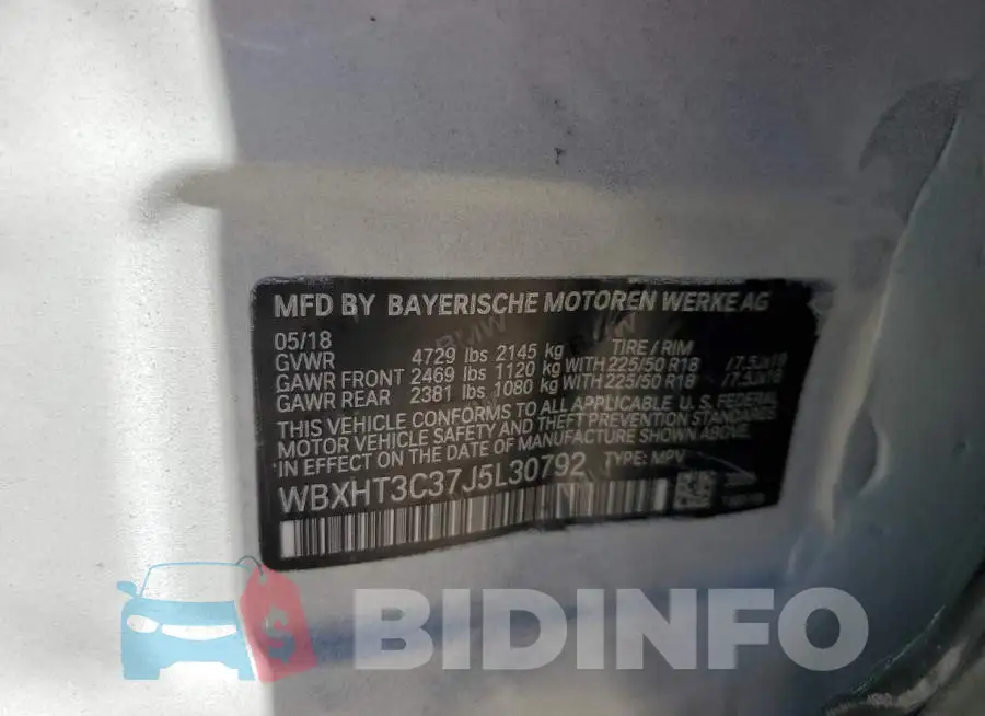 WBXHT3C37J5L30792 Photo# 10