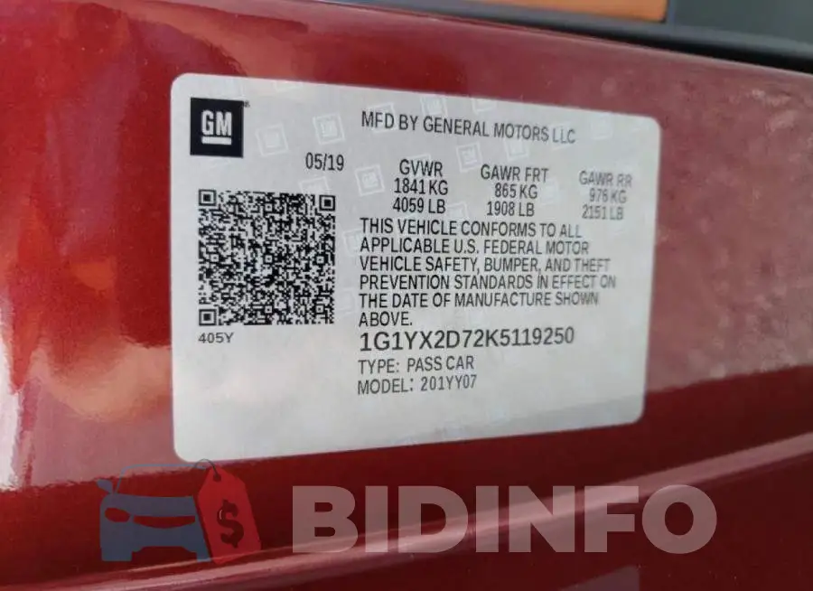 1G1YX2D72K5119250 Photo# 10