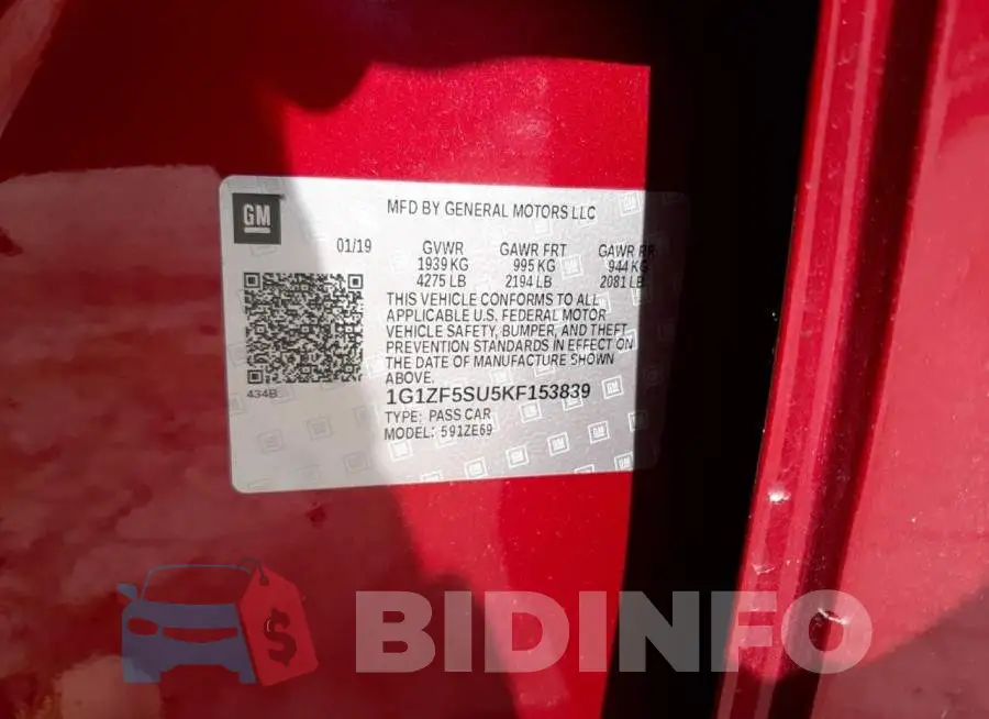 1G1ZF5SU5KF153839 Photo# 10