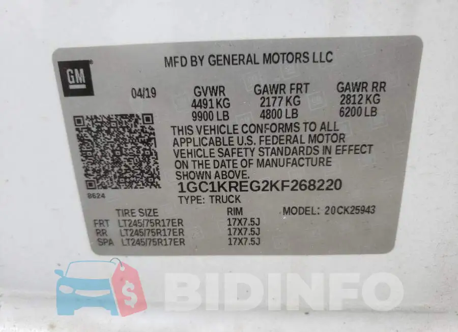 1GC1KREG2KF268220 Photo# 10