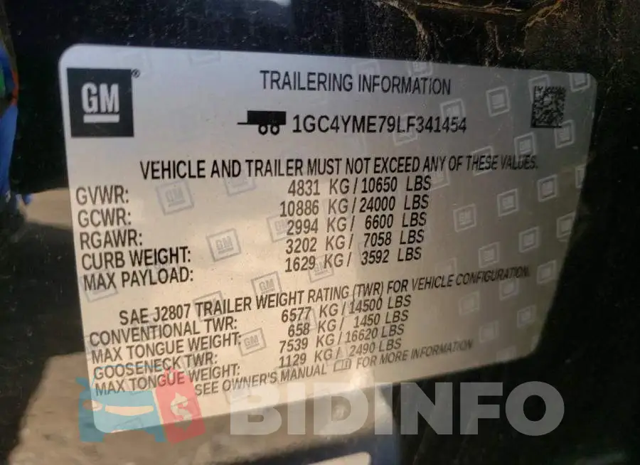 1GC4YME79LF341454 Photo# 10