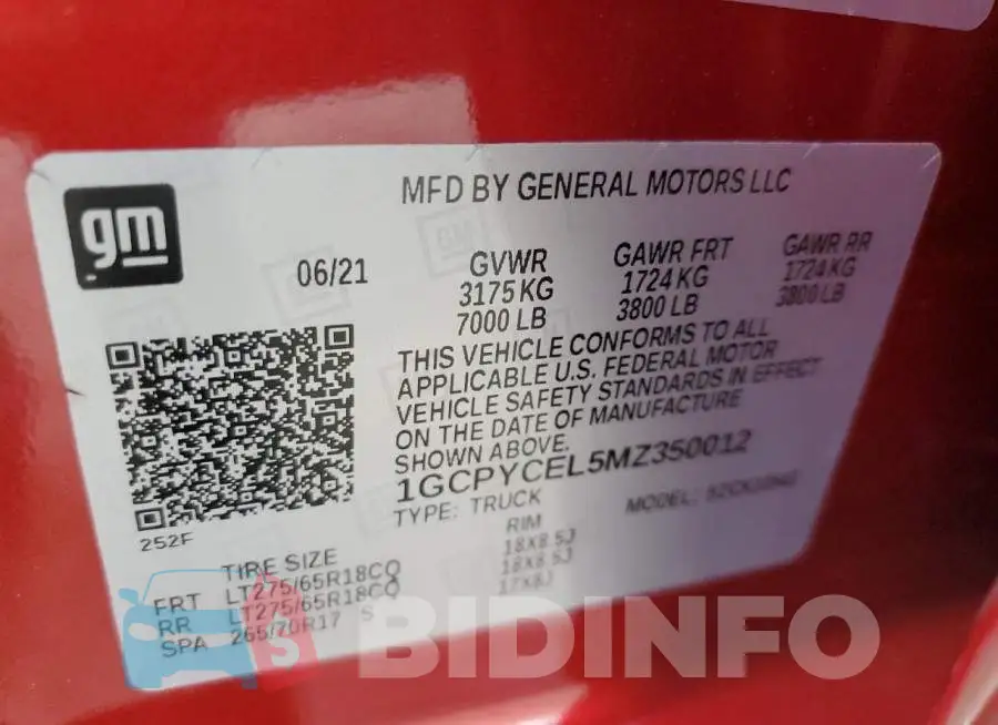 1GCPYCEL5MZ350012 Photo# 10