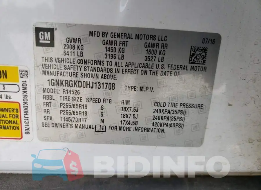 1GNKRGKD0HJ131708 Photo# 10
