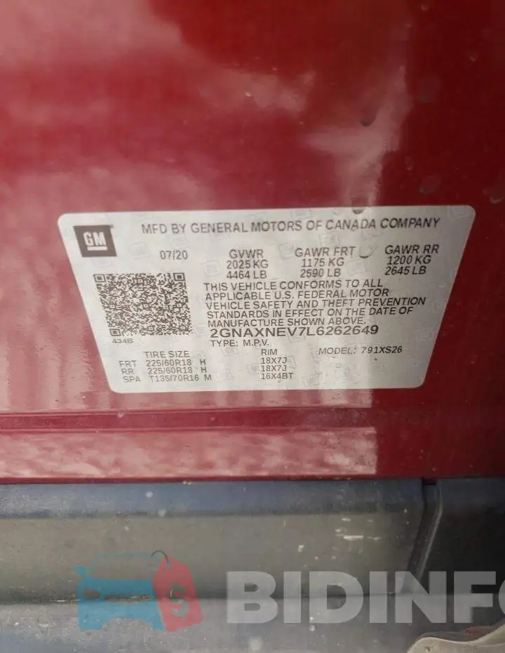 2GNAXNEV7L6262649 Photo# 10