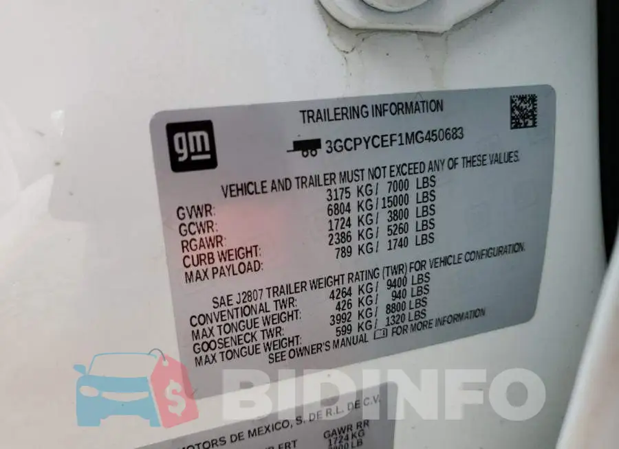 3GCPYCEF1MG450683 Photo# 10