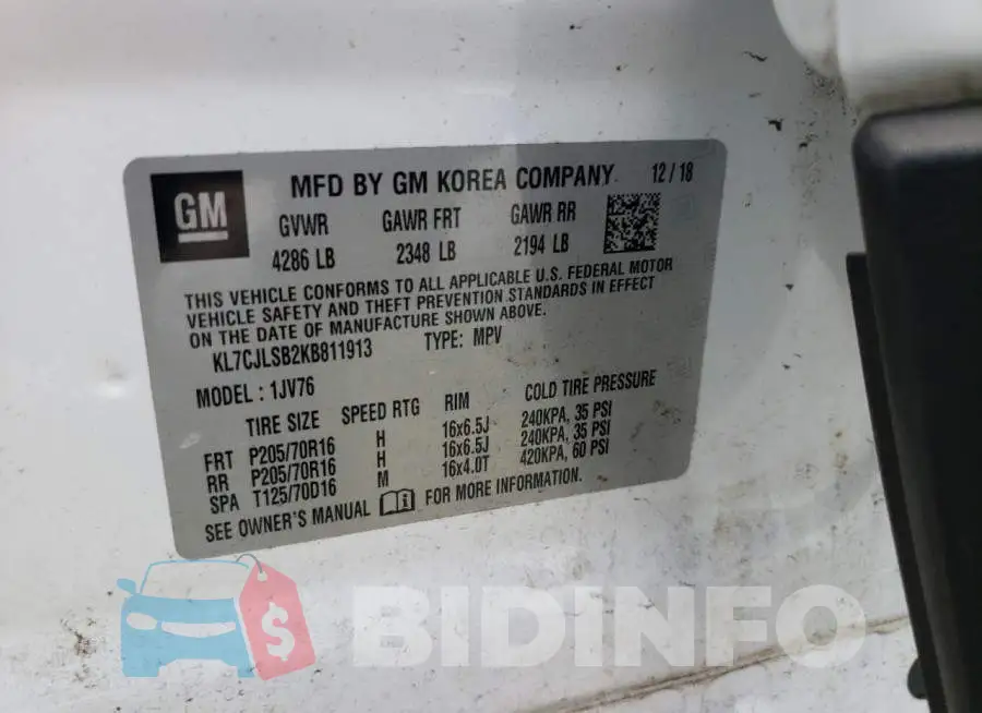 KL7CJLSB2KB811913 Photo# 10