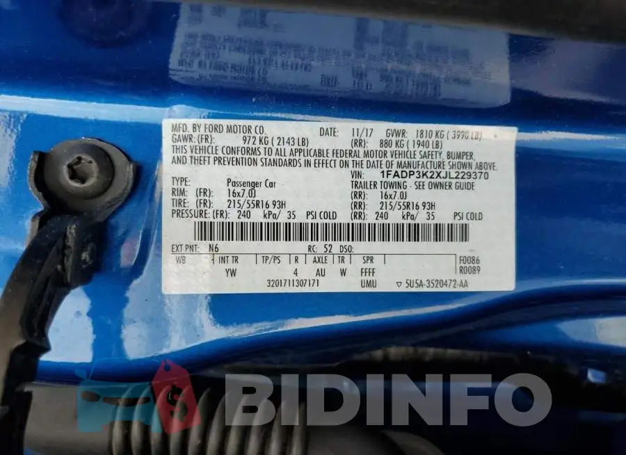 1FADP3K2XJL229370 Photo# 10