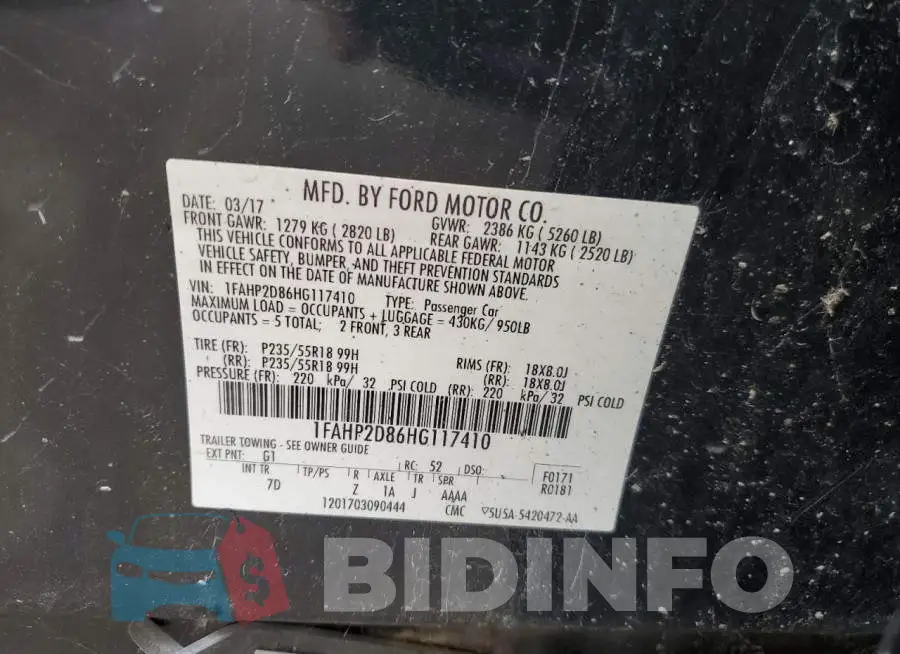 1FAHP2D86HG117410 Photo# 10