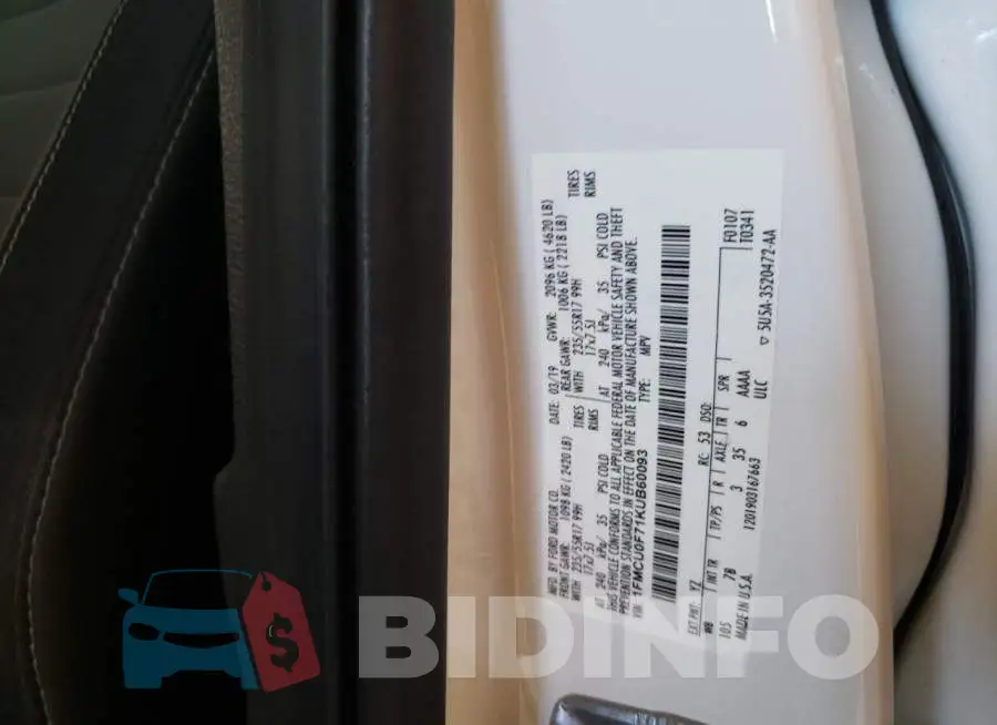 1FMCU0F71KUB60093 Photo# 10