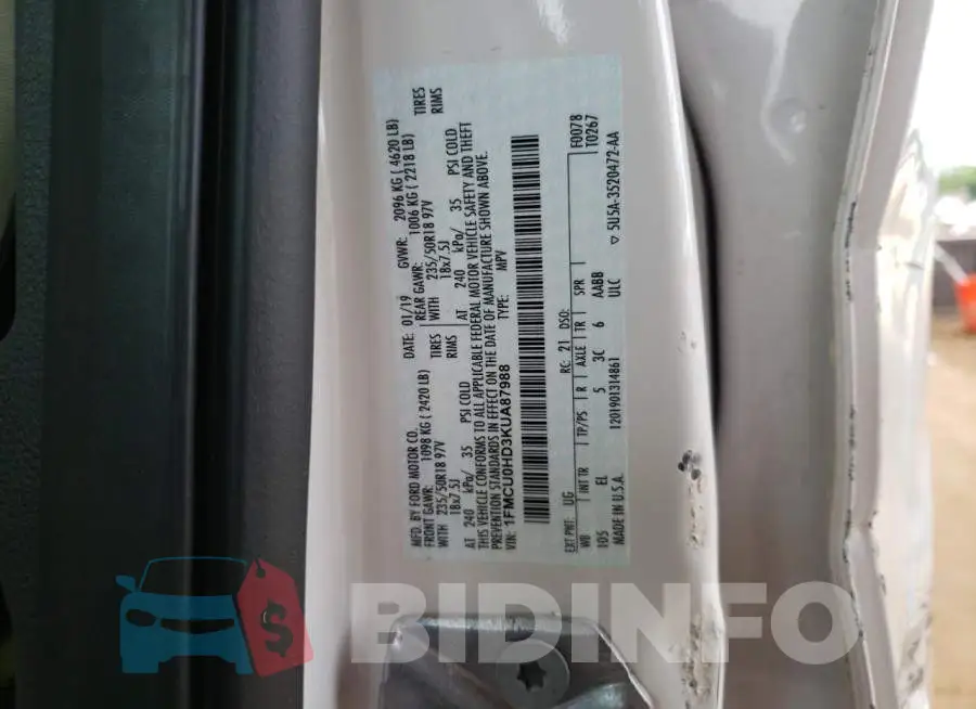1FMCU0HD3KUA87988 Photo# 10