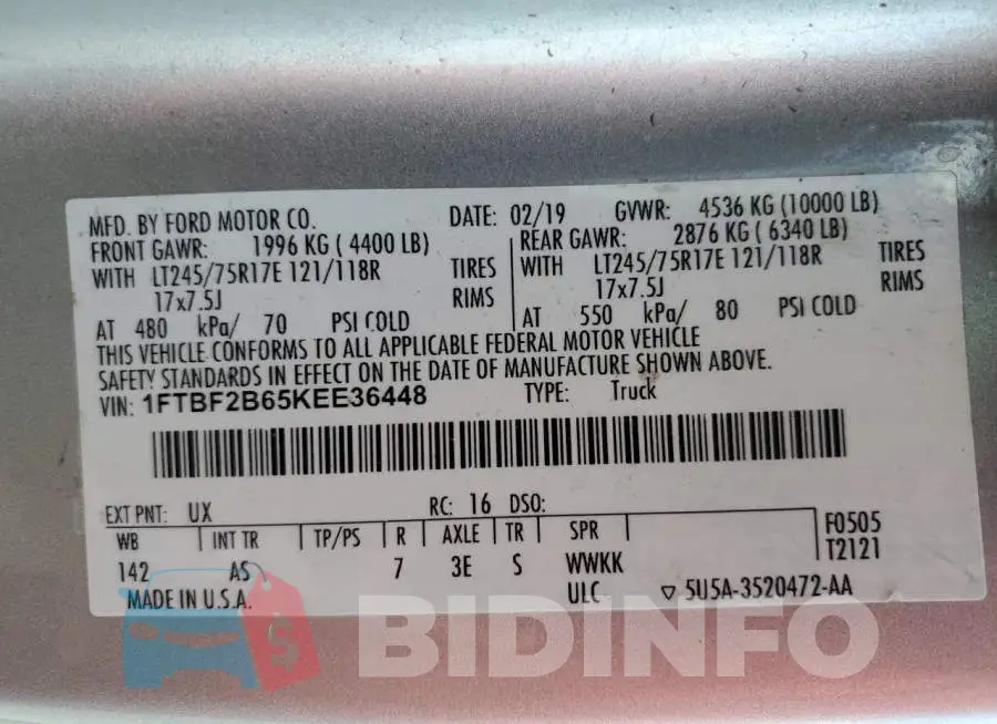 1FTBF2B65KEE36448 Photo# 10