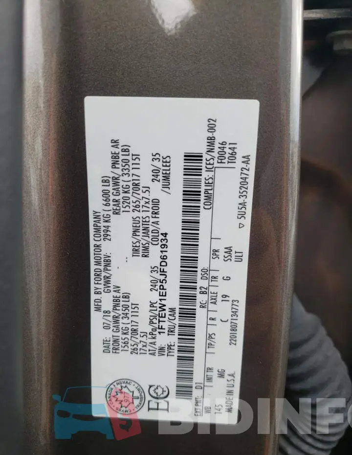 1FTEW1EP5JFD61934 Photo# 10