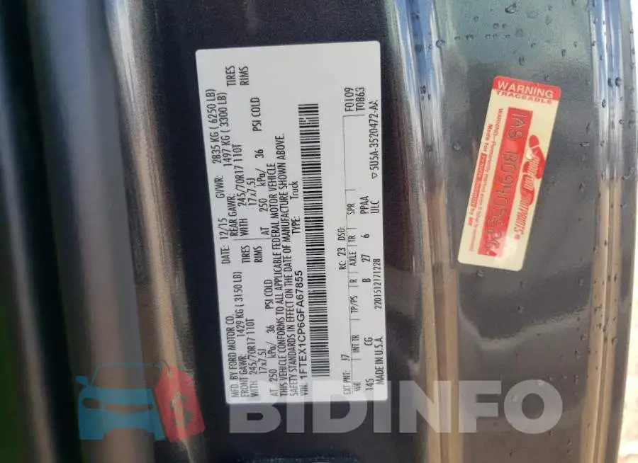 1FTEX1CP6GFA67855 Photo# 10