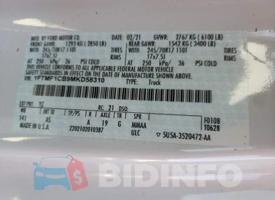 1FTMF1CB9MKD58310 Photo# 10