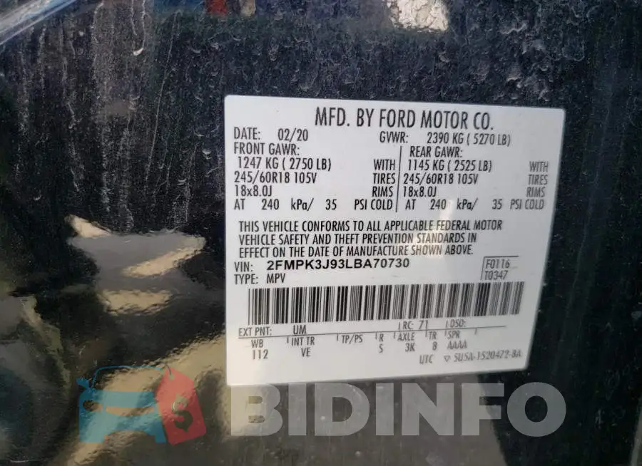 2FMPK3J93LBA70730 Photo# 10