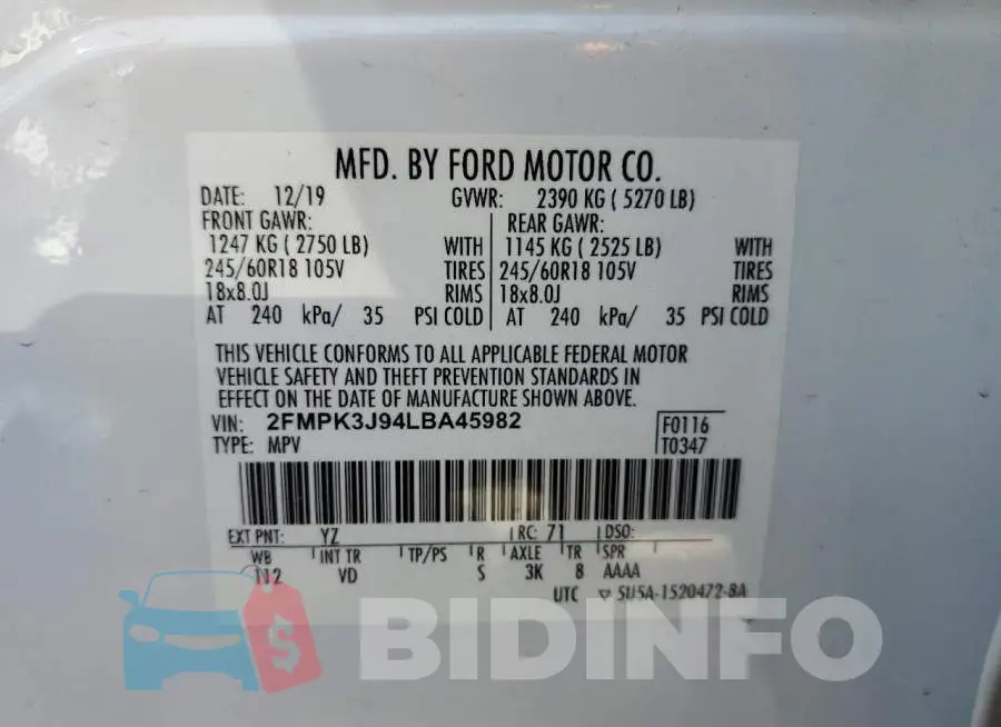 2FMPK3J94LBA45982 Photo# 10