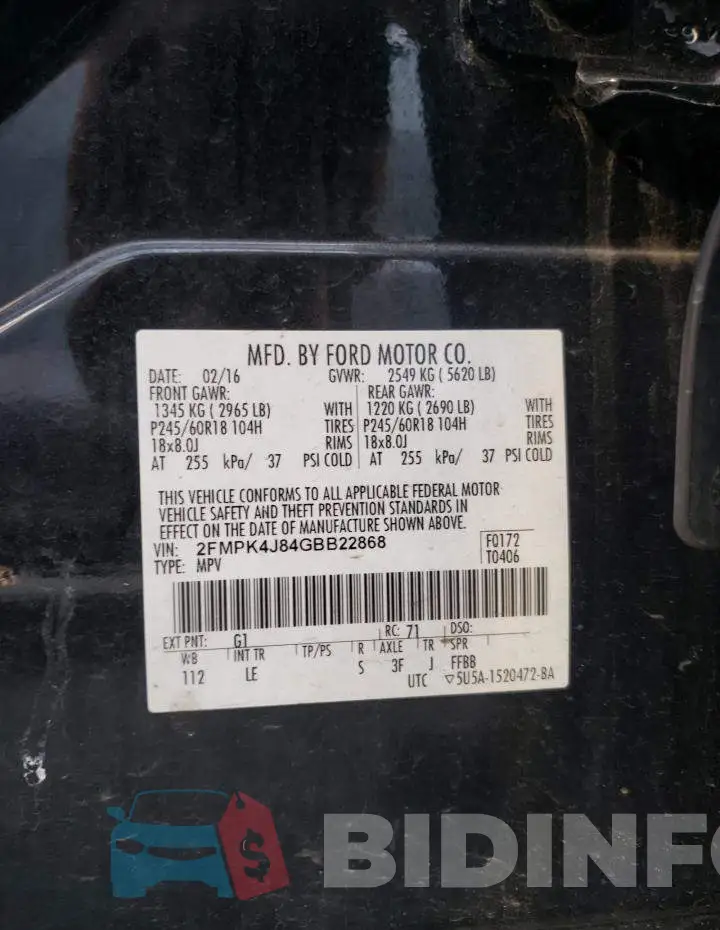 2FMPK4J84GBB22868 Photo# 10