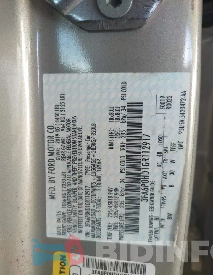 3FA6P0HD1GR112917 Photo# 10