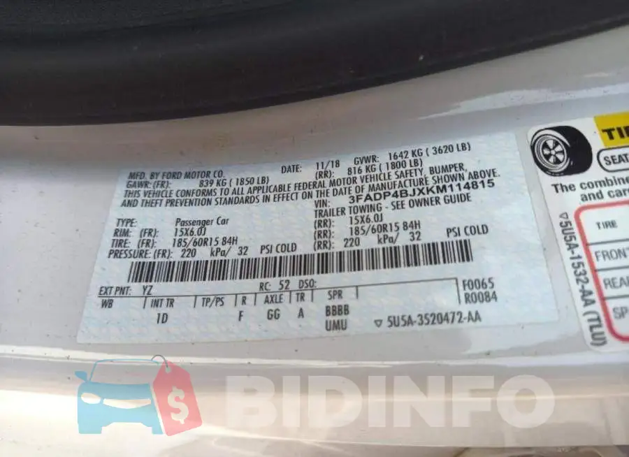 3FADP4BJXKM114815 Photo# 10