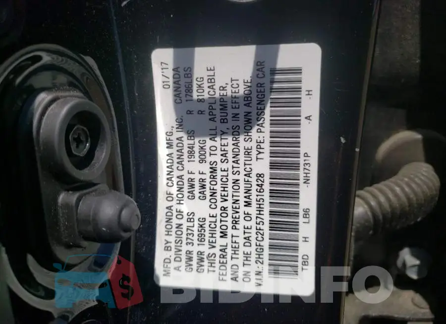 2HGFC2F57HH516428 Photo# 10