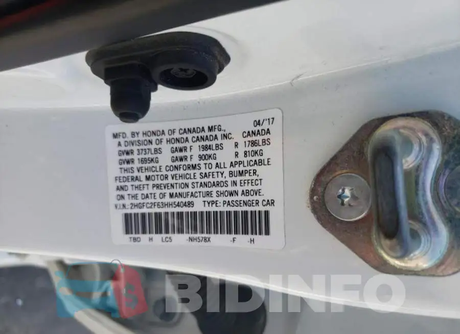 2HGFC2F63HH540489 Photo# 10