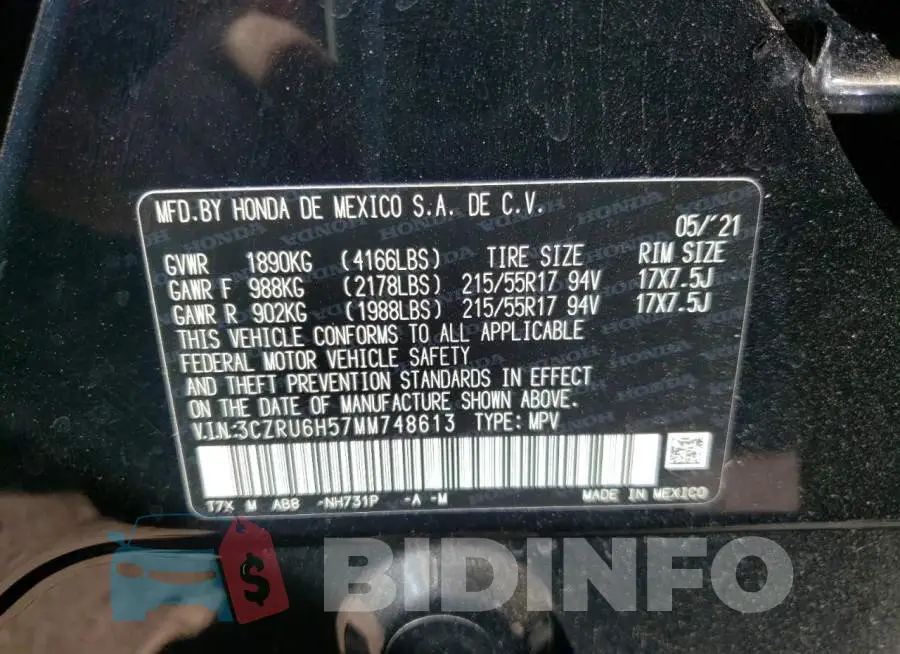 3CZRU6H57MM748613 Photo# 10