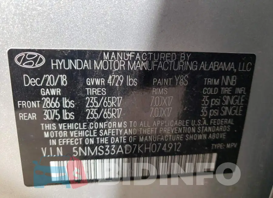 5NMS33AD7KH074912 Photo# 10