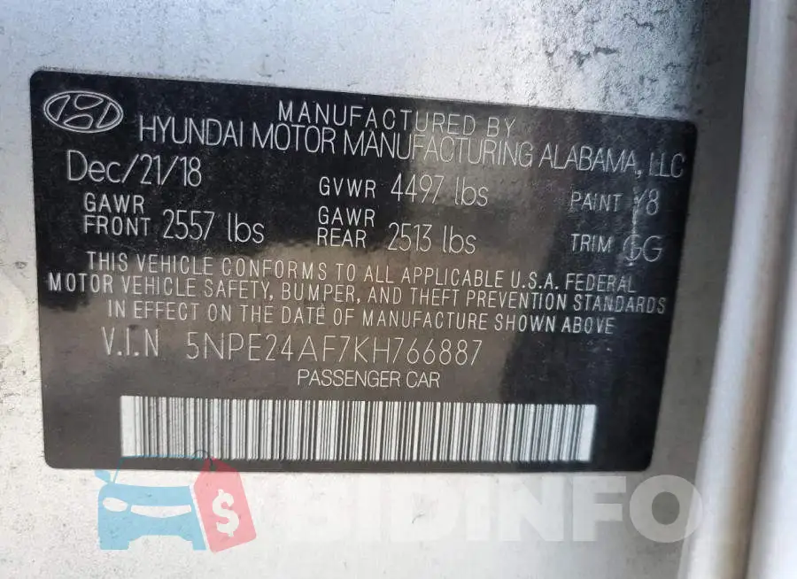 5NPE24AF7KH766887 Photo# 10