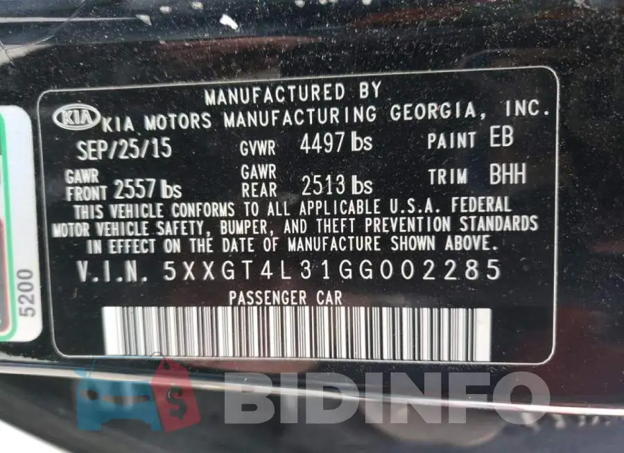 5XXGT4L31GG002285 Photo# 10