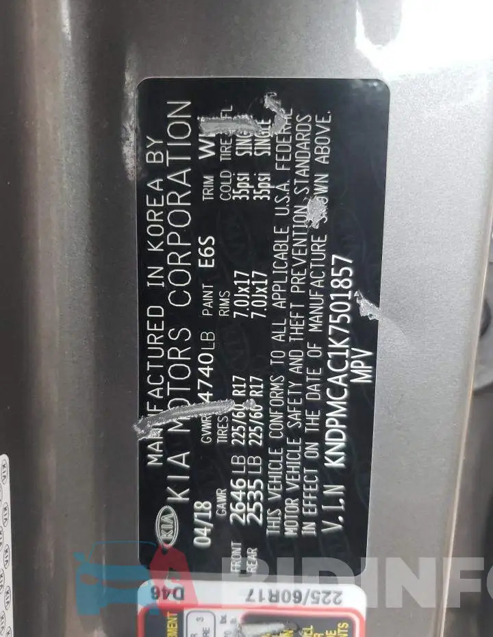 KNDPMCAC1K7501857 Photo# 10
