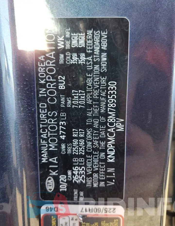 KNDPMCAC8M7895330 Photo# 10