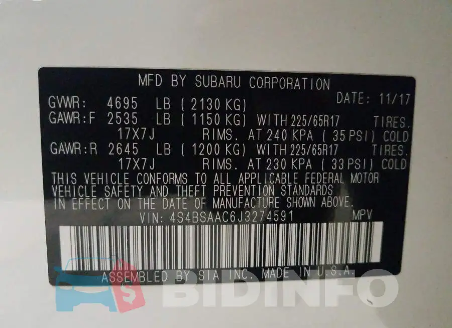 4S4BSAAC6J3274591 Photo# 10