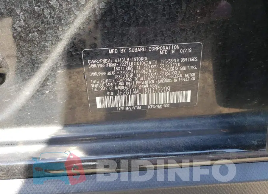 JF2GTAMC1KH372209 Photo# 10