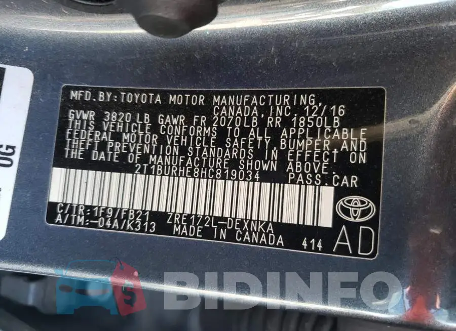 2T1BURHE8HC819034 Photo# 10