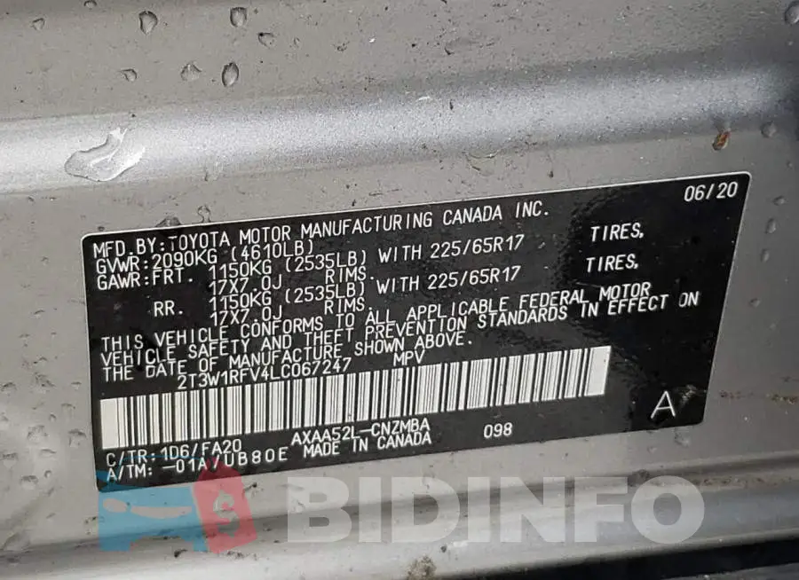 2T3W1RFV4LC067247 Photo# 10